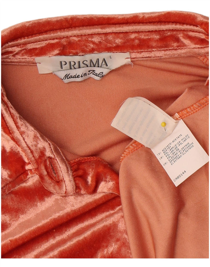 Prisma camicia in velluto da donna camicetta UK 16 grande acetato arancione