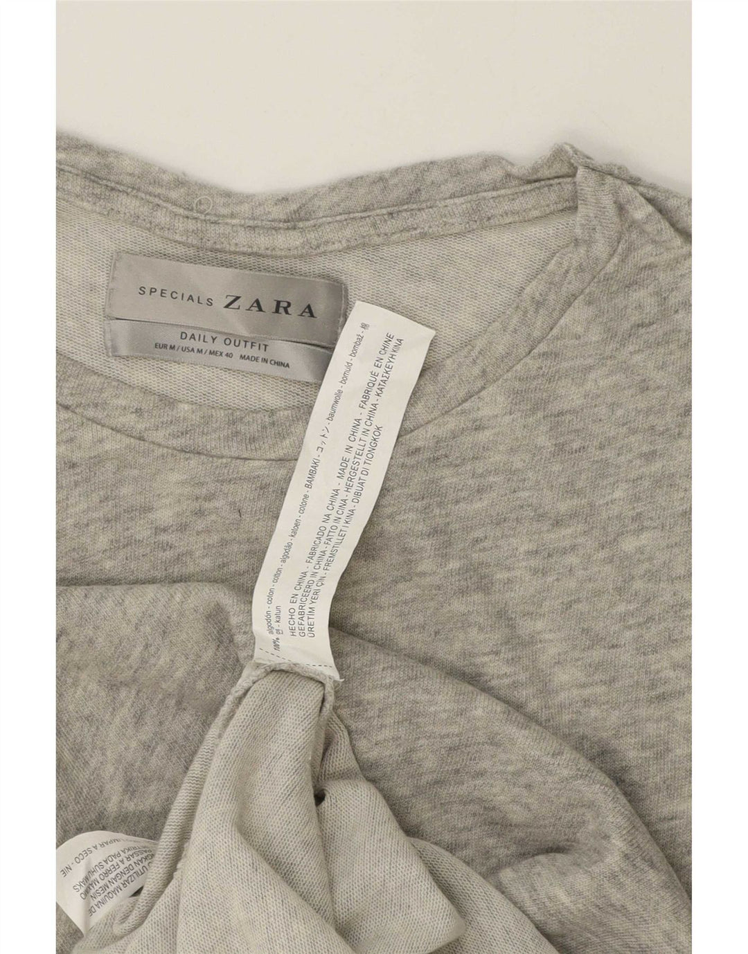 Top Zara da uomo a maniche lunghe in cotone mélange grigio medio