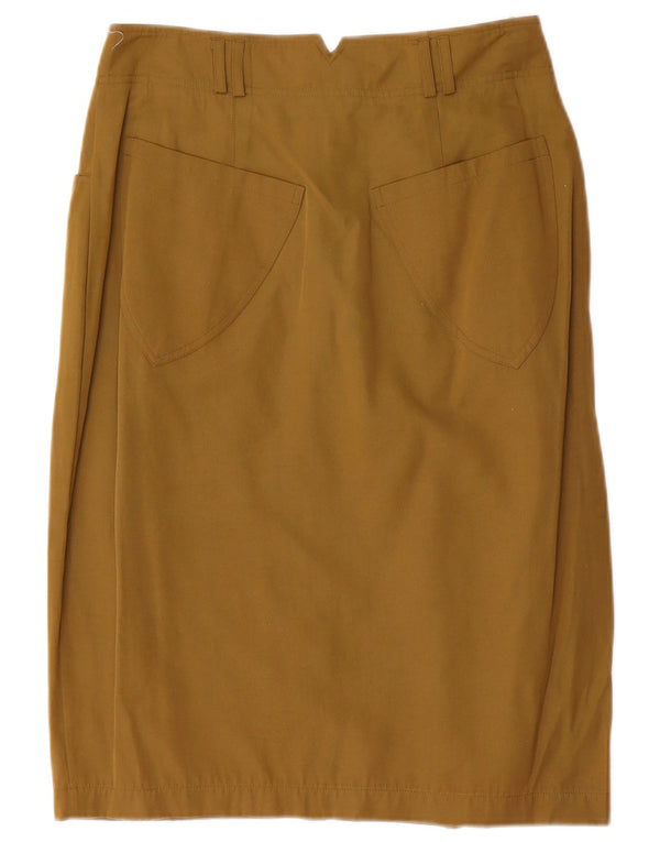 Gonna a tubino vintage da donna EU 38 media W28 poliestere kaki
