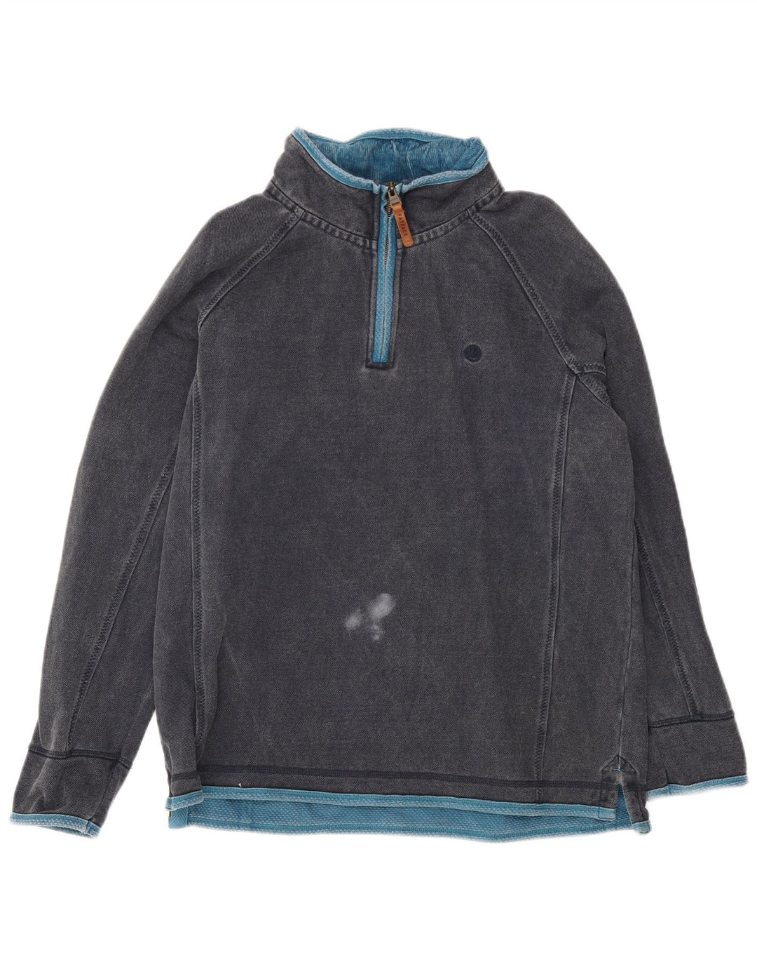 Felpa da uomo con collo con zip Fat Face, maglione grande, cotone blu navy