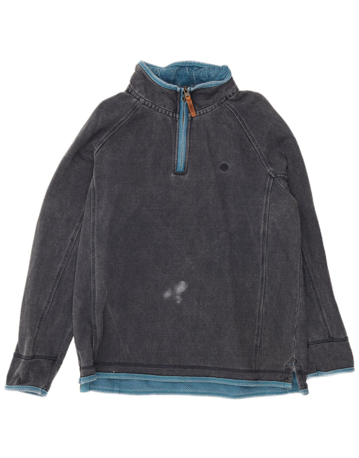 Felpa da uomo con collo con zip Fat Face, maglione grande, cotone blu navy