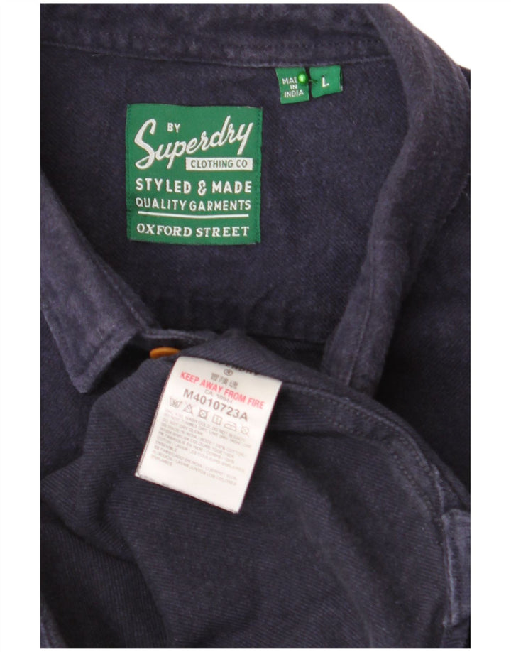 Camicia da uomo in flanella SUPERDRY grande cotone blu navy