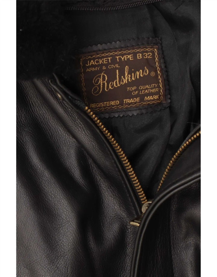 Giacca in pelle militare da uomo Redskins UK 36 piccola nera