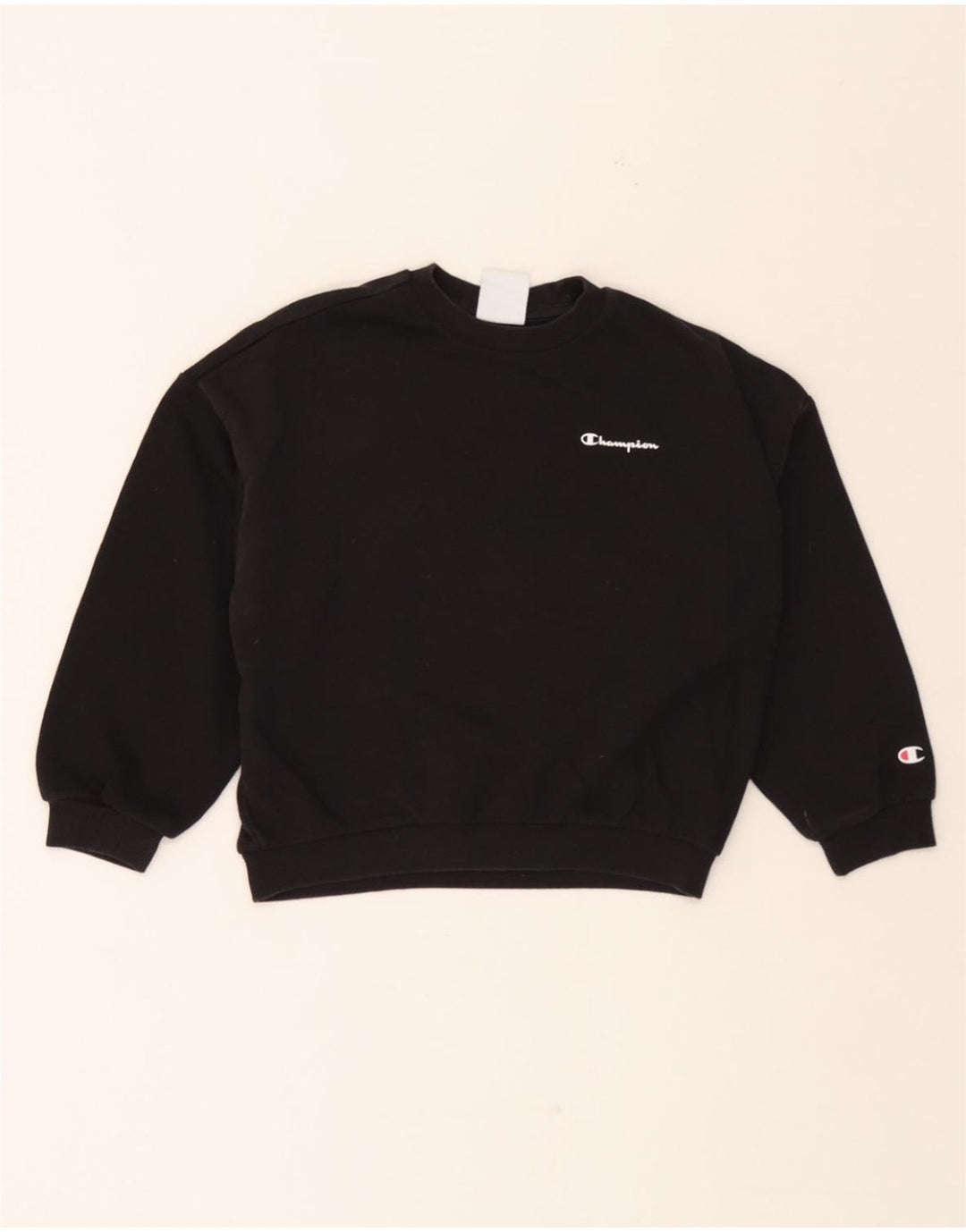 CHAMPION Girls Graphic Sweatshirt Jumper 7-8 Years Small Black Vintage Champion and Second-Hand Champion from Messina Hembry 