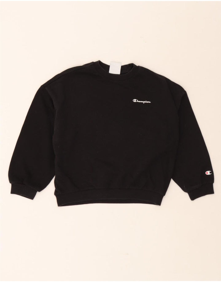 CHAMPION Girls Graphic Sweatshirt Jumper 7-8 Years Small Black Vintage Champion and Second-Hand Champion from Messina Hembry 