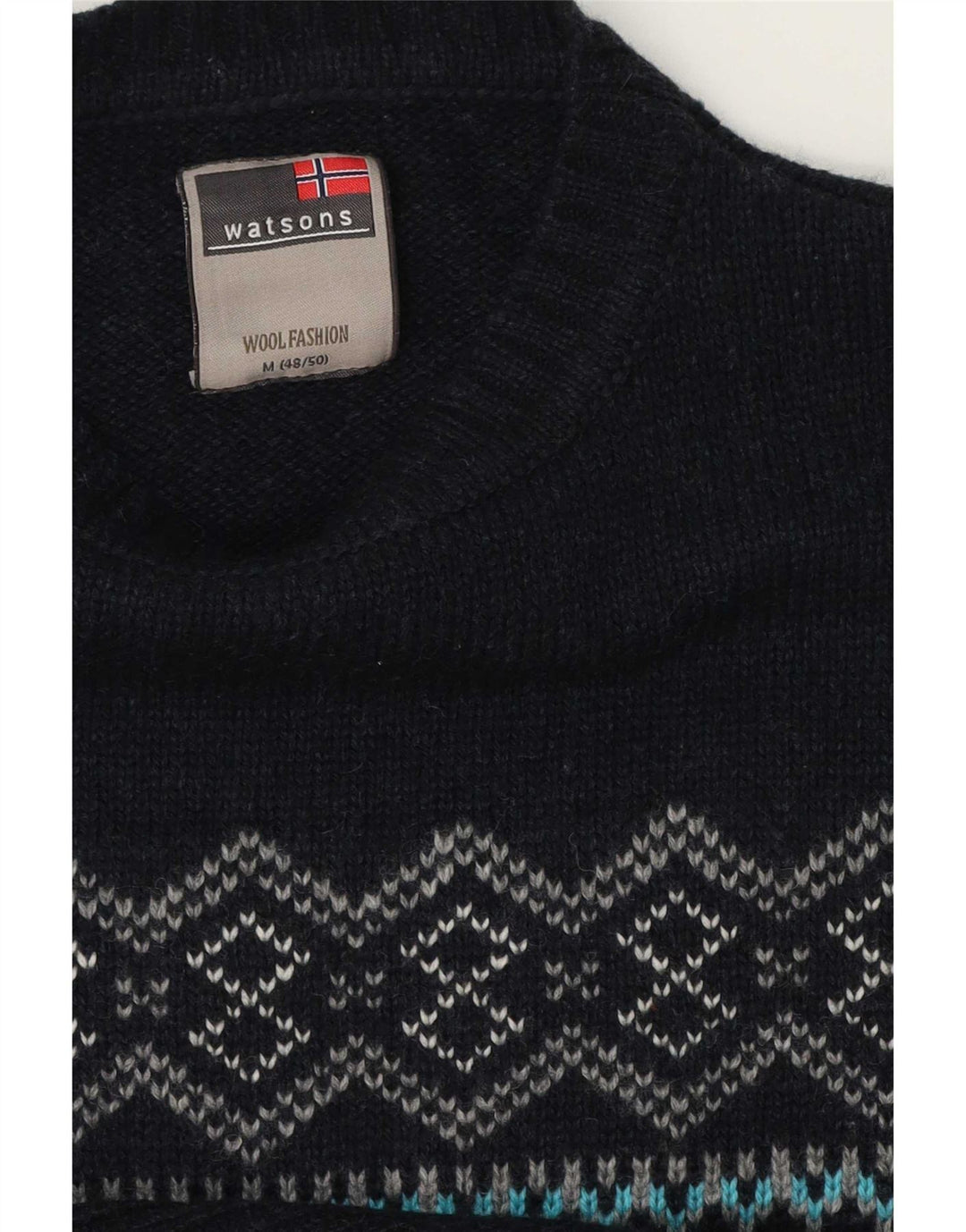 Maglione maglione girocollo da uomo Watsons EU 48/50 medio blu navy Fair Isle