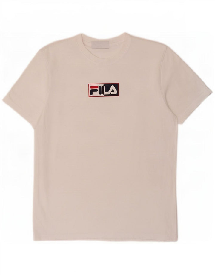 Fila Mens Graphic T-Shirt Top Medium White Cotton