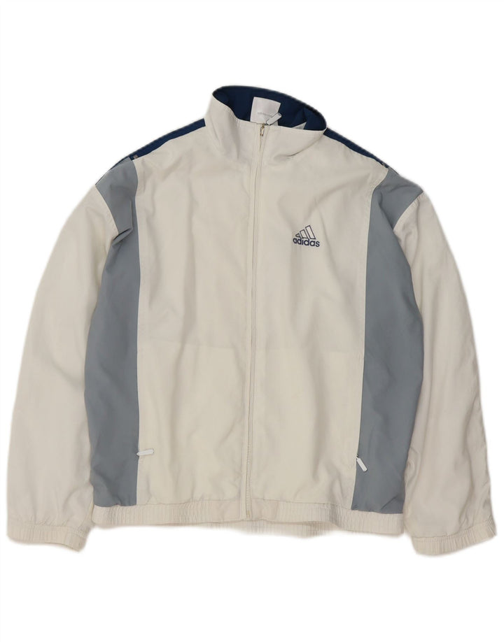 Giacca da tuta da ragazzo Adidas 11-12 anni in poliestere color block bianco