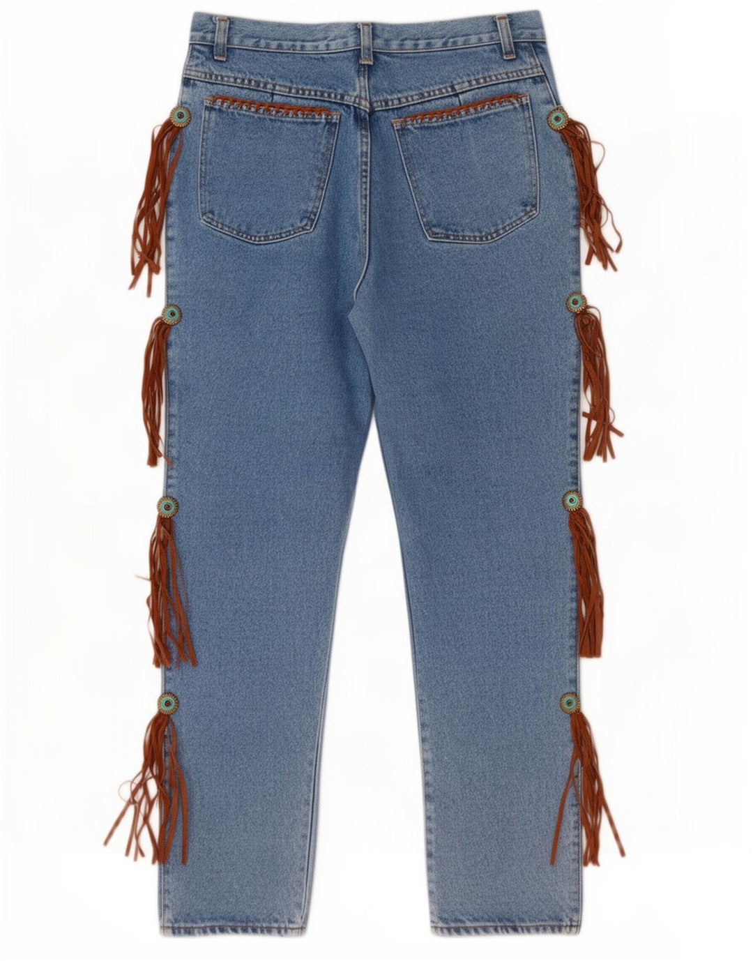 Ermanno Daelli Jeans Western da Donna a Vita Alta IT 46 Large W30 L30 Blu