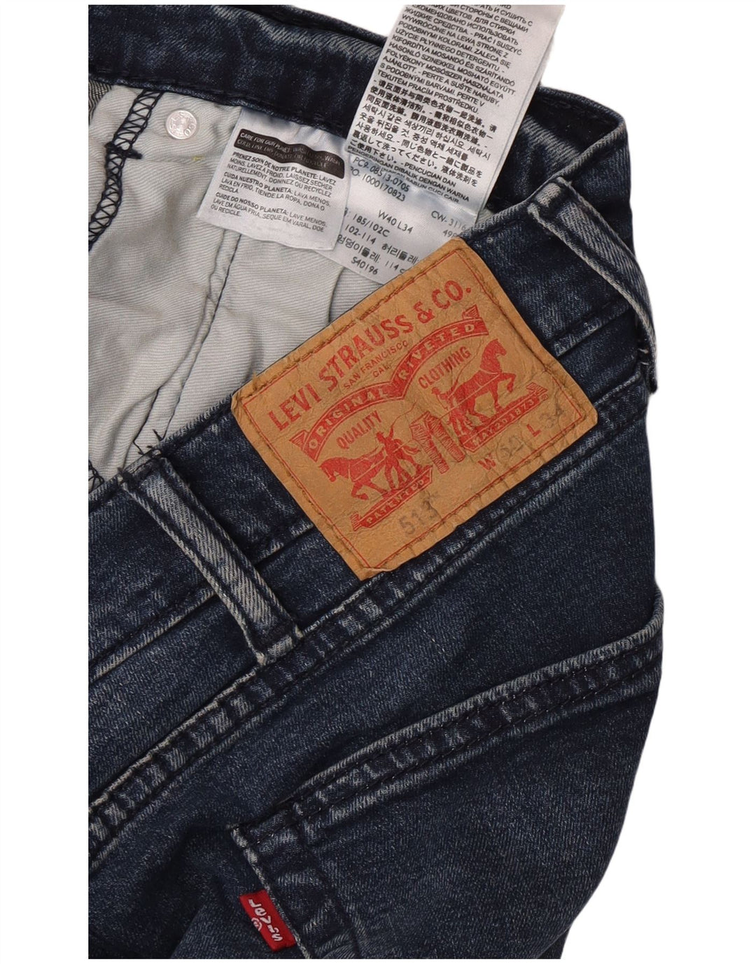 Levi's Uomo 513 Slim Jeans dritti W40 L27 Cotone Blu