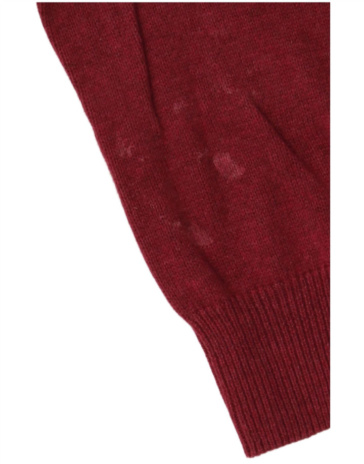 Maglione da uomo con scollo a V Marks & Spencer in cotone bordeaux medio