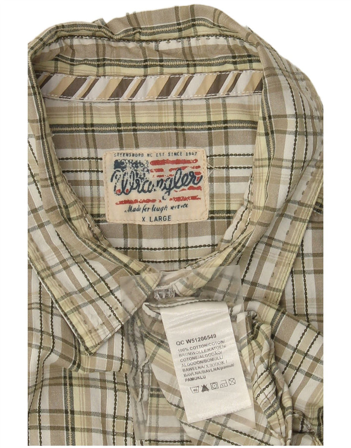Camicia a maniche corte da uomo Wrangler XL in cotone a quadri beige
