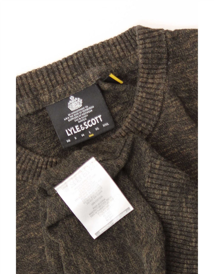 Lyle & Scott Maglione girocollo da uomo in cotone grande screziato color kaki