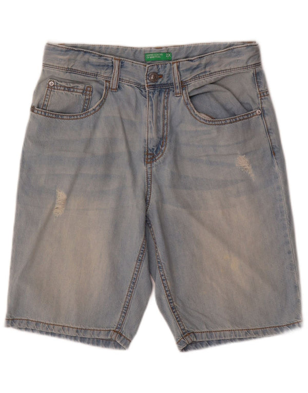 Pantaloncini di jeans da bambino Benetton 11-12 anni 2XL W28 Blu Cotone