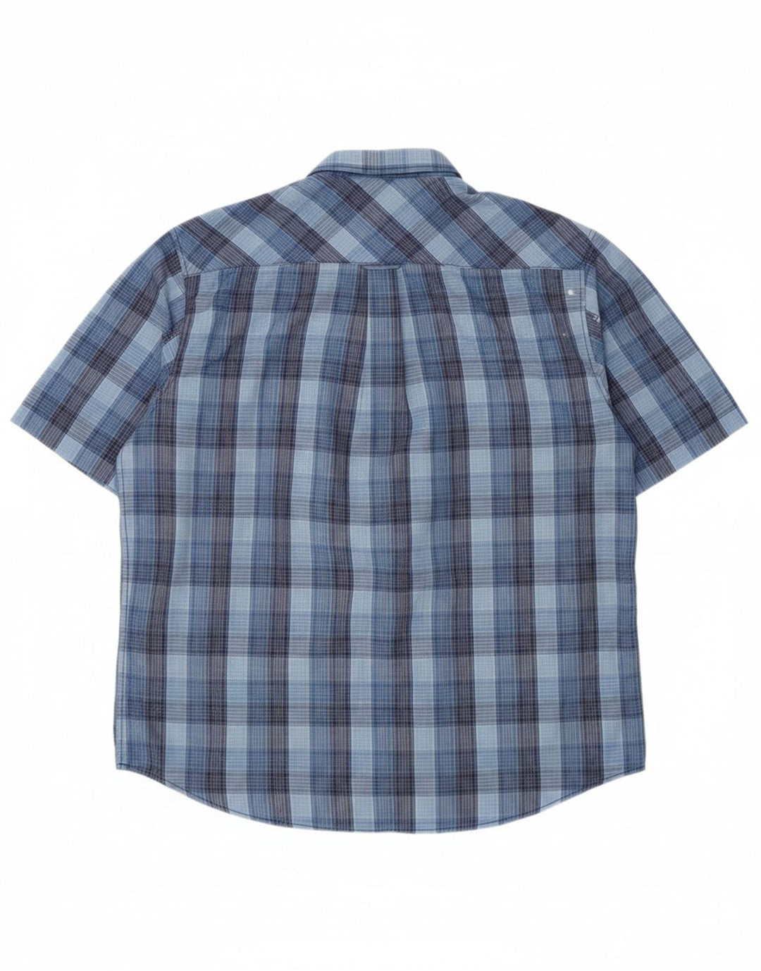 JAMES PRINGLE Mens Short Sleeve Shirt XL Blue Check Polyester