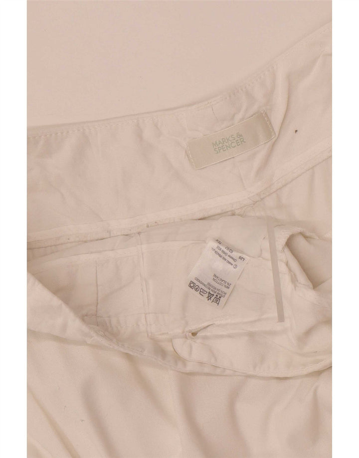 Pantaloni corti dritti da donna Marks & Spencer UK 12 Medium W30 L24 Bianco