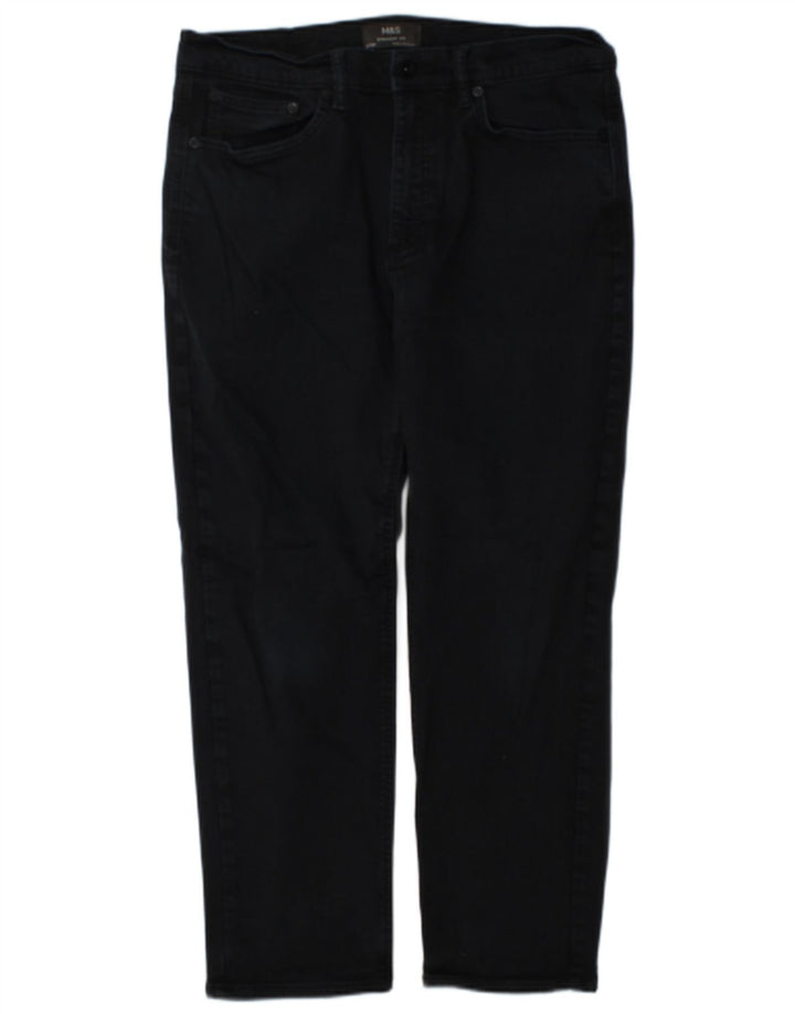 Jeans dritti da uomo Marks & Spencer W34 L29 cotone blu navy