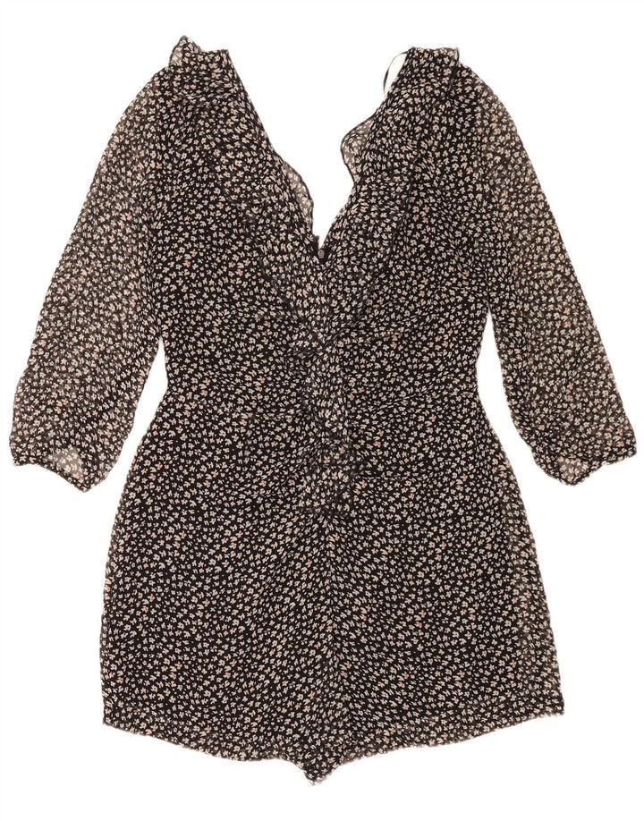 Tutina corta da donna Zara con maniche a 3/4 UK 14 grande poliestere nero floreale