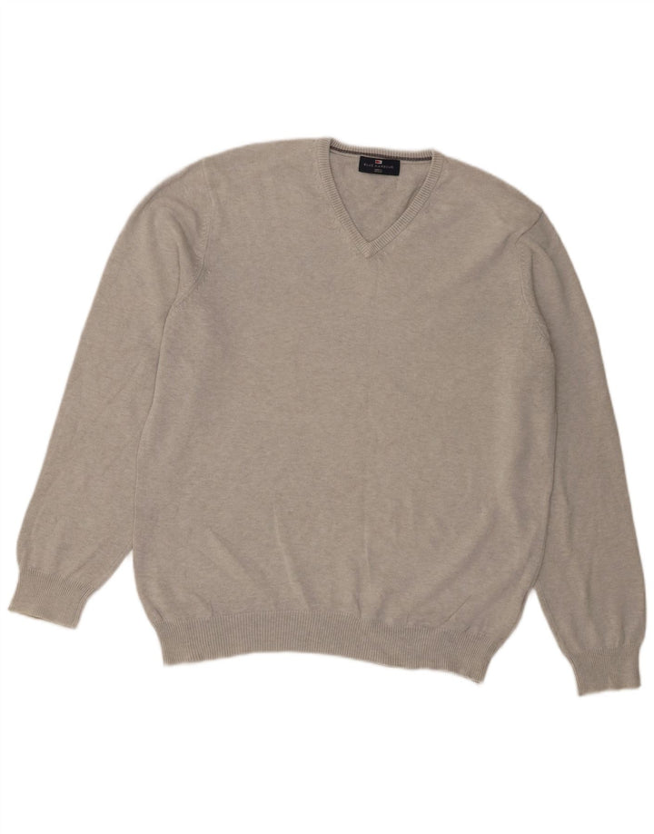 Maglione Marks & Spencer da uomo con scollo a V blu Harbour grande grigio