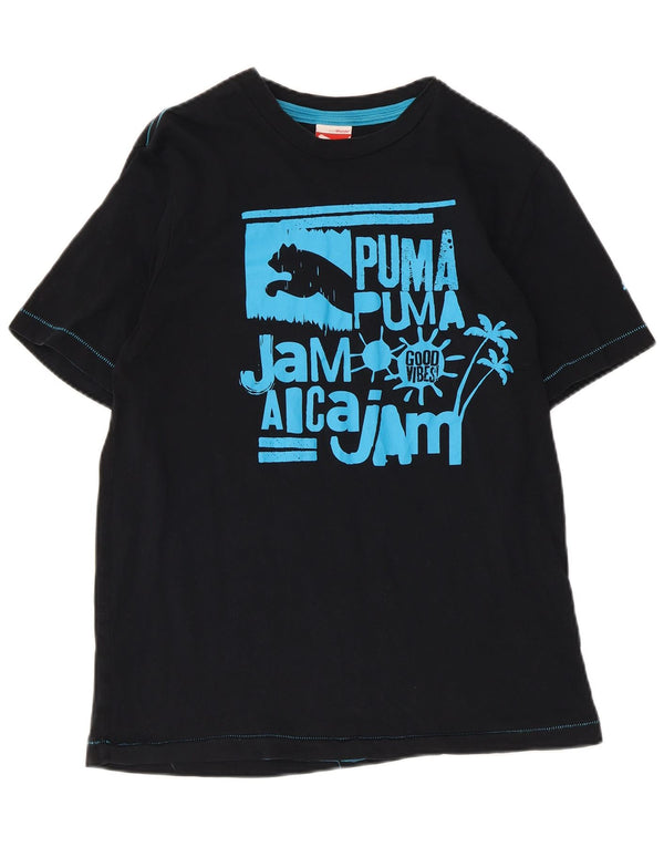 T-shirt grafica da uomo Puma Top Small in cotone nero