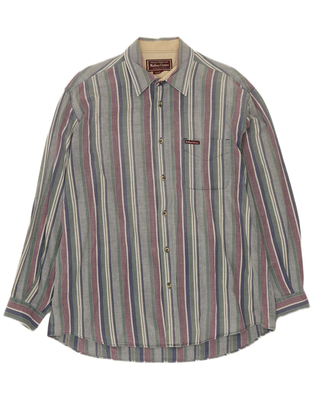 MARLBORO CLASSICS Camicia da uomo XL in cotone a righe multicolore