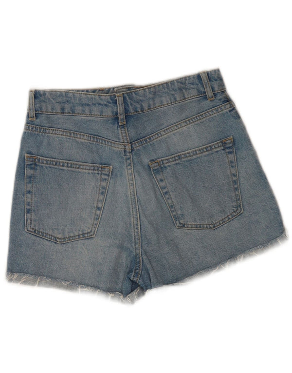 Pantaloncini di jeans a vita alta da donna Topshop Girlfriend UK 6 XS W24 cotone blu