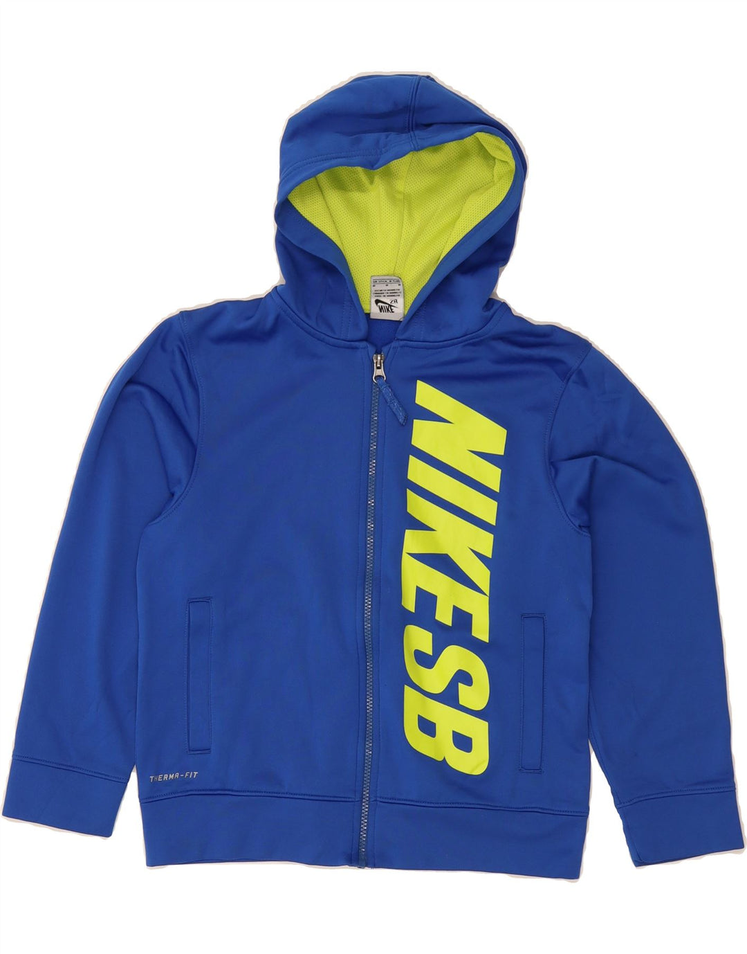 NIKE Boys Graphic Zip Hoodie Sweater 10-11 Years Medium  Blue Polyester Vintage Nike and Second-Hand Nike from Messina Hembry 