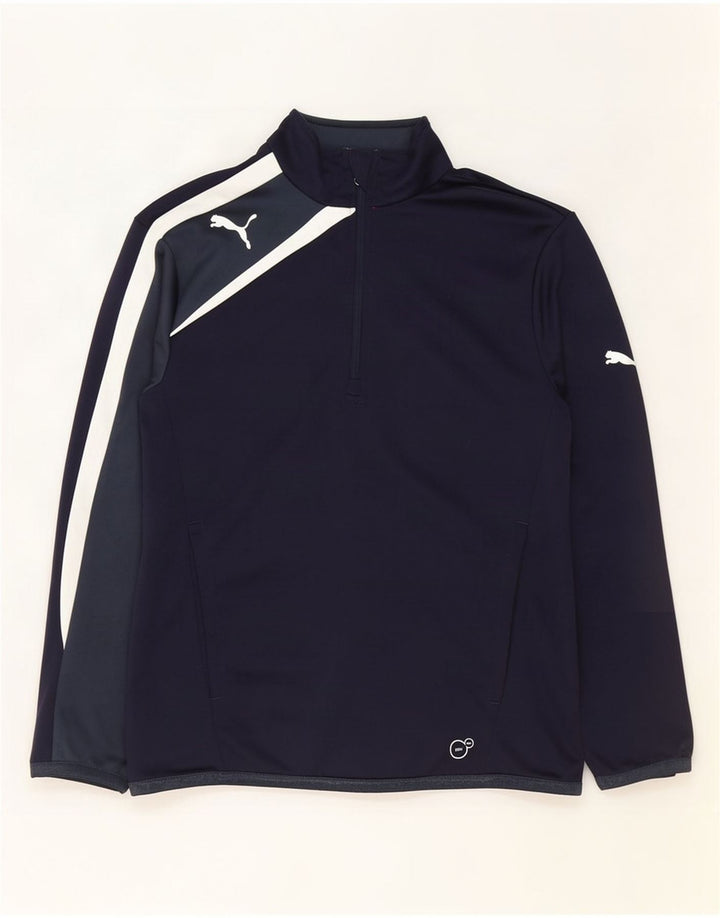 Maglia da tuta Puma da ragazzo con zip e collo, 11-12 anni, colore blu navy