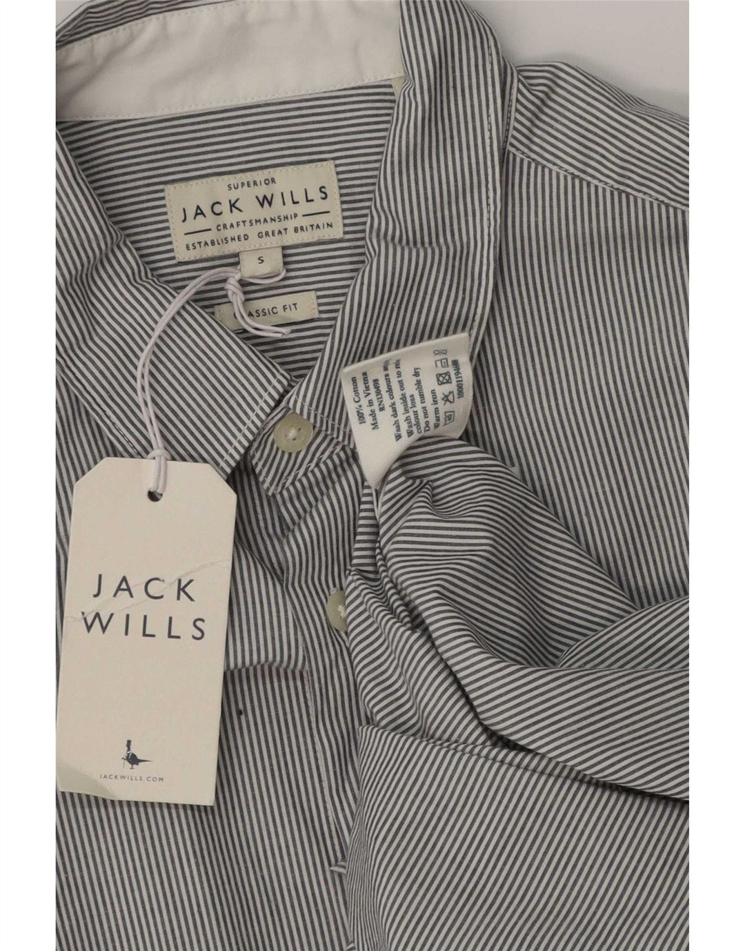 Camicia da uomo Classic Fit Jack Wills piccola in cotone gessato grigio