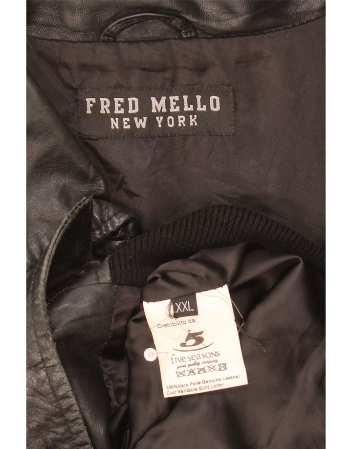 Giacca in pelle da donna Fred Mello UK 20 2XL Pelle nera