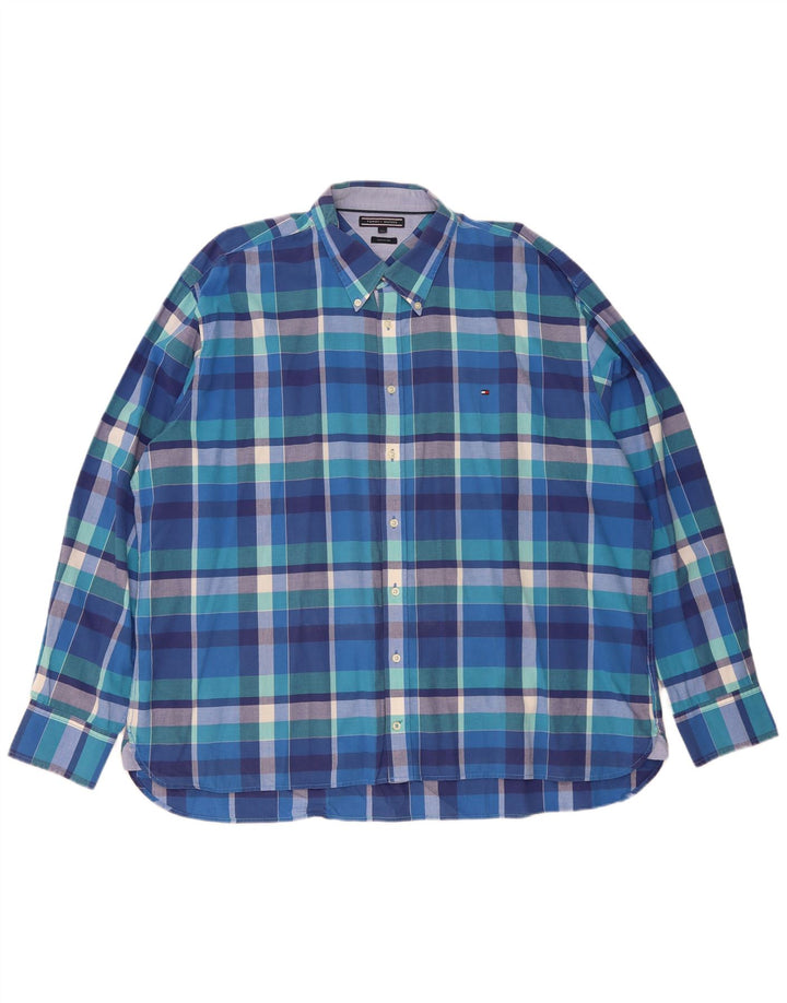 Camicia da uomo su misura Tommy Hilfiger 3XL cotone a quadri blu