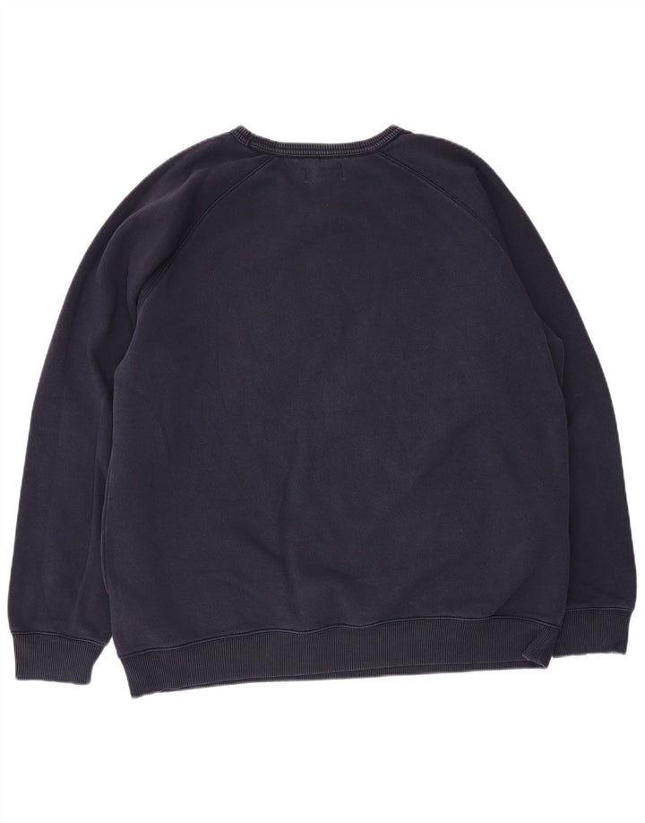 Felpa grafica da uomo Adidas Maglione grande in cotone blu navy