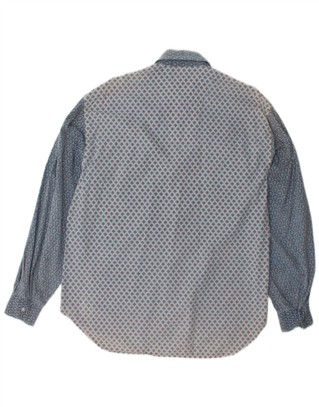 Camicia da uomo VINTAGE in cotone floreale blu medio