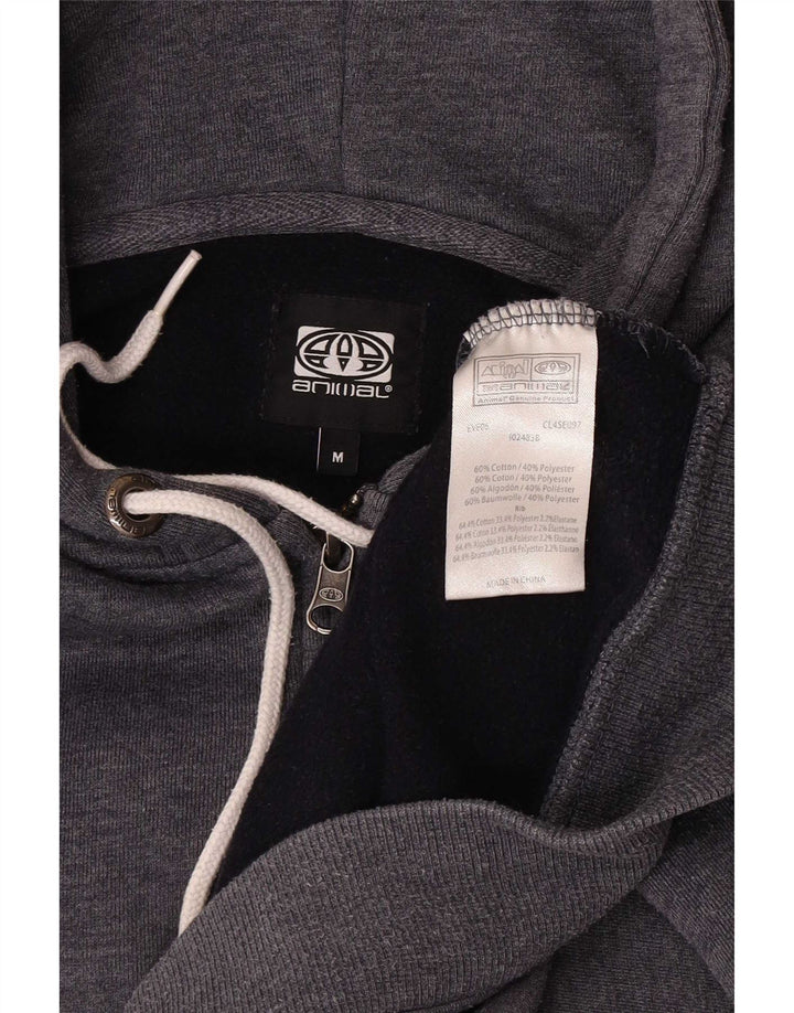 Maglione con cappuccio e zip da uomo Animal in cotone grigio medio