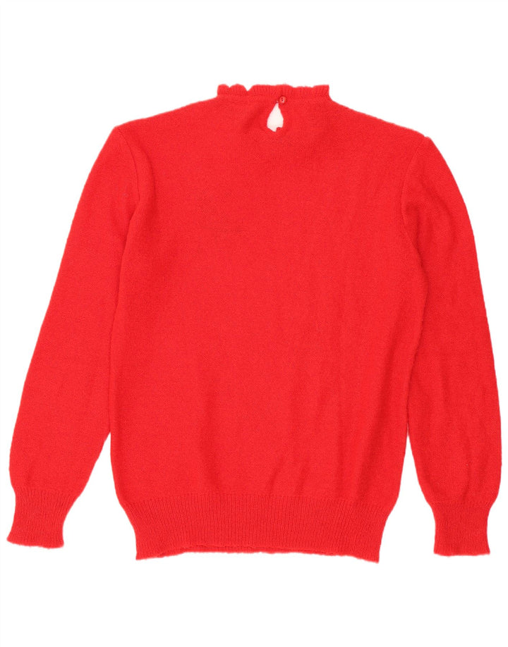Maglione maglione vintage da donna con collo dolcevita UK 14 Farfalla rossa media