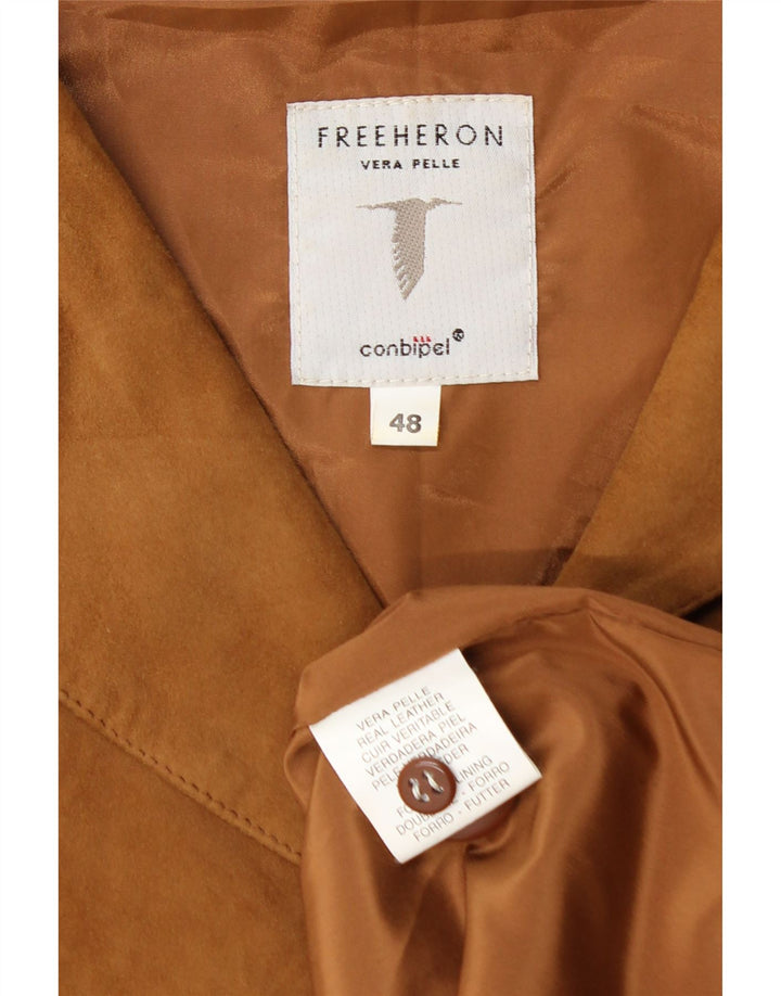 Giacca blazer da donna in pelle scamosciata a 3 bottoni Free Heron Conbipel IT 48 XL Beige