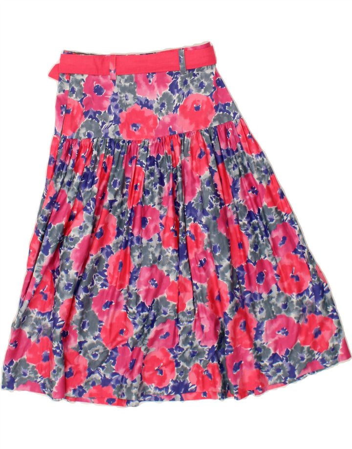 VINTAGE Womens Flared Skirt W26 Small Pink Floral Vintage Vintage and Second-Hand Vintage from Messina Hembry 