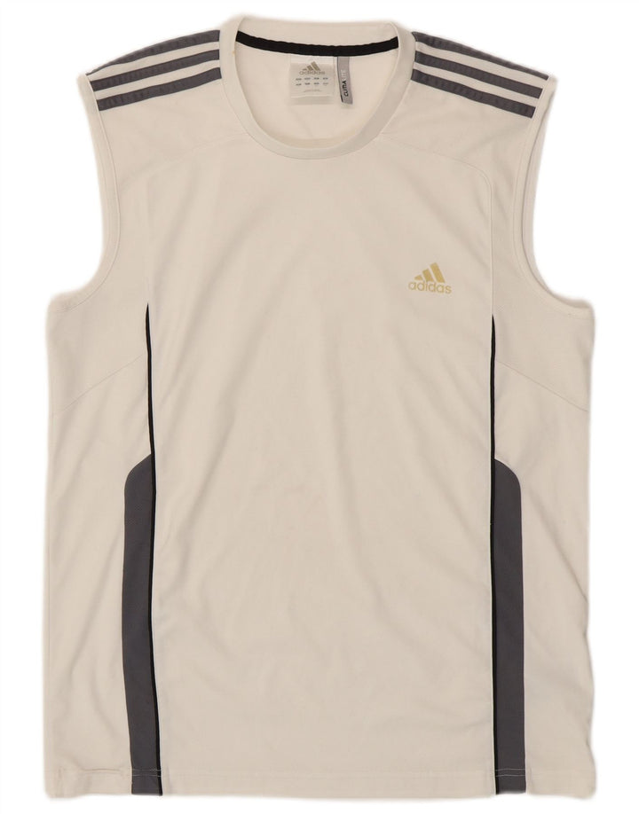 Canotta ADIDAS da uomo Climalite, grande, in poliestere color block bianco