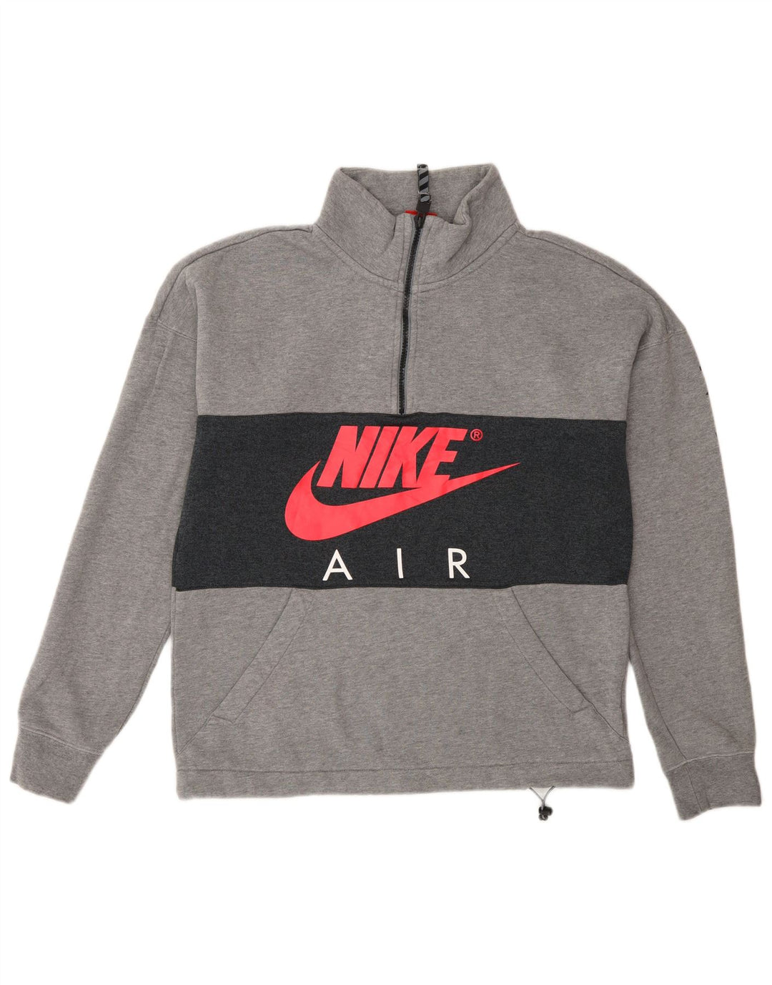 Felpa Nike da uomo con grafica con zip e collo, maglione, piccolo, in cotone color block grigio