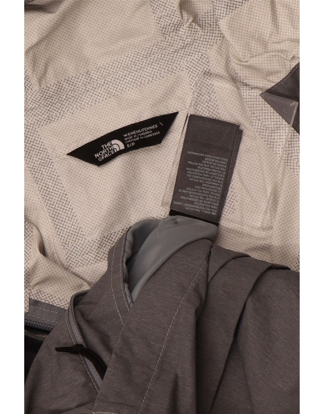 THE NORTH FACE Giacca antipioggia da donna con cappuccio Dryvent UK 10 piccola in nylon grigio