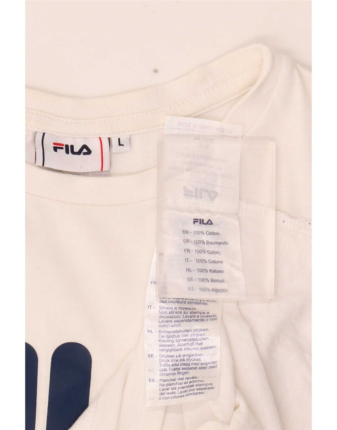 Fila Grafica da Uomo Top a Manica Lunga Grande in Cotone Bianco