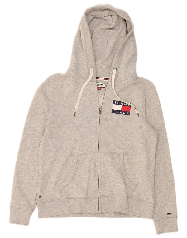 Maglione con cappuccio e zip da donna Tommy Hilfiger UK 16 grande cotone grigio