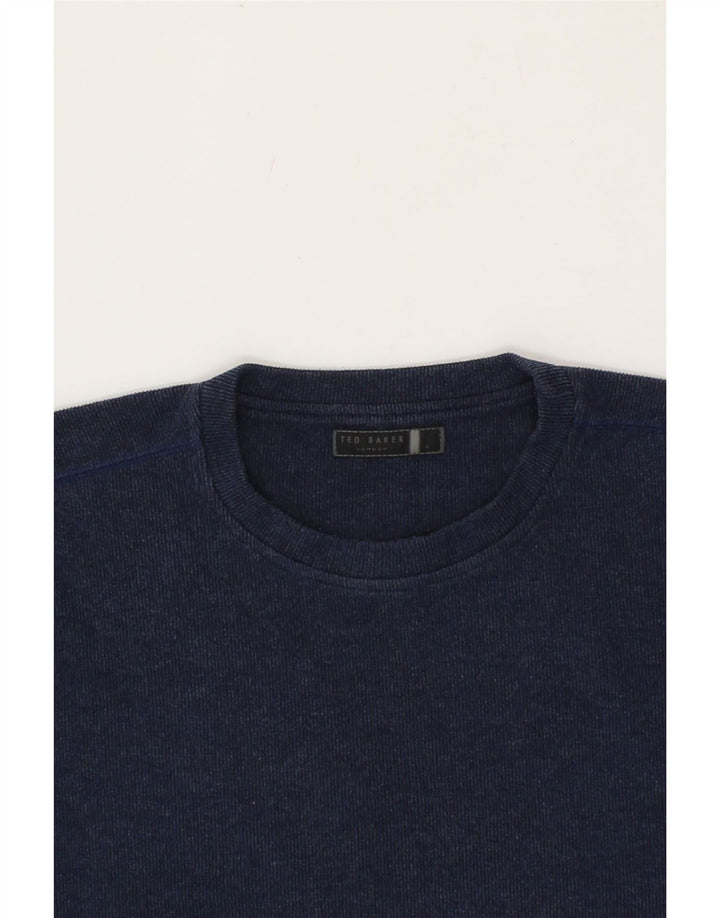 TED BAKER Womens Top Long Sleeve Size 4 Large Navy Blue Polyester Vintage Ted Baker and Second-Hand Ted Baker from Messina Hembry 