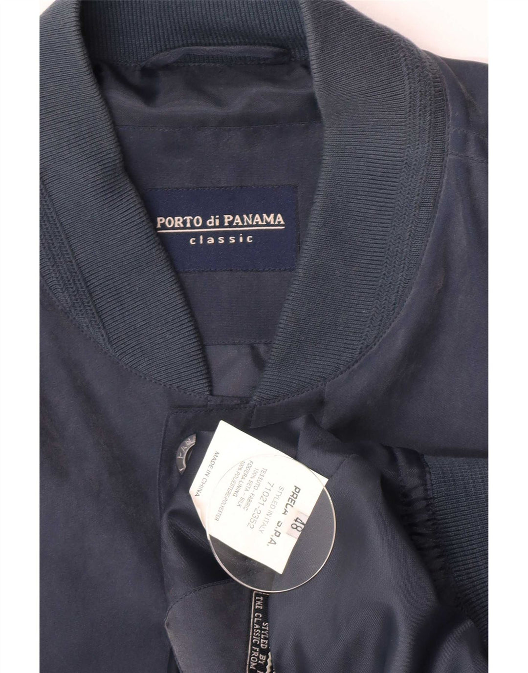 Giubbotto Bomber da Uomo Porto Di Panama IT 48 Medio Blu Navy Seta