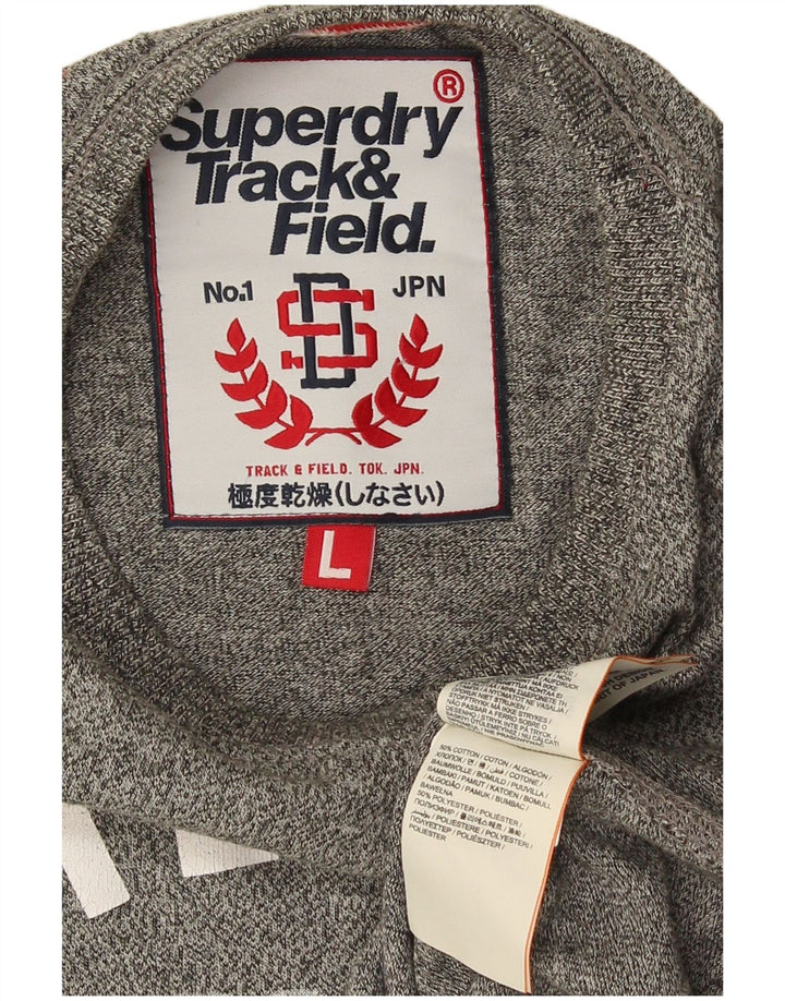 T-shirt grafica da uomo Superdry Top grande in cotone chiazzato grigio