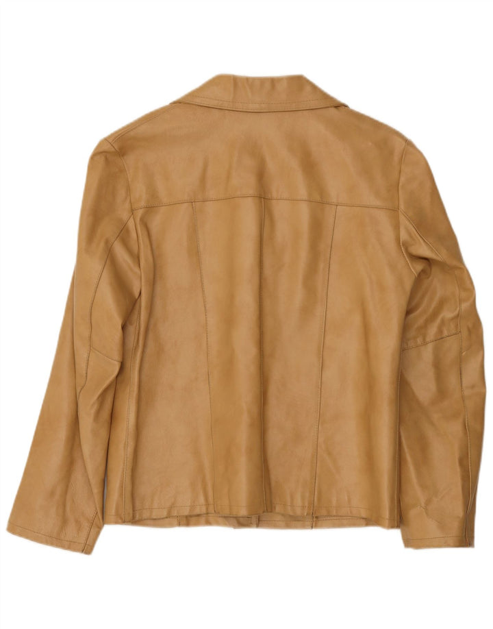 Giacca in pelle vintage da donna IT 44 in pelle beige medio