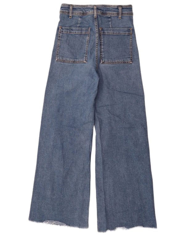 Jeans Zara da donna a gamba larga a vita alta EU 38 Small W28 L30 cotone blu