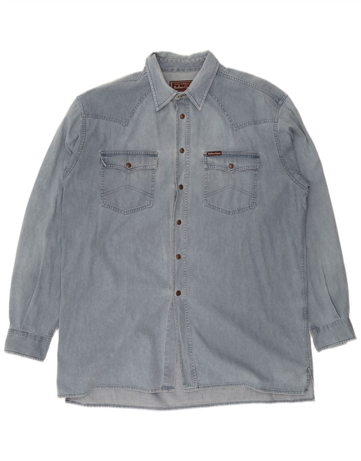 Camicia di jeans da uomo Marlboro Classics 2XL cotone blu