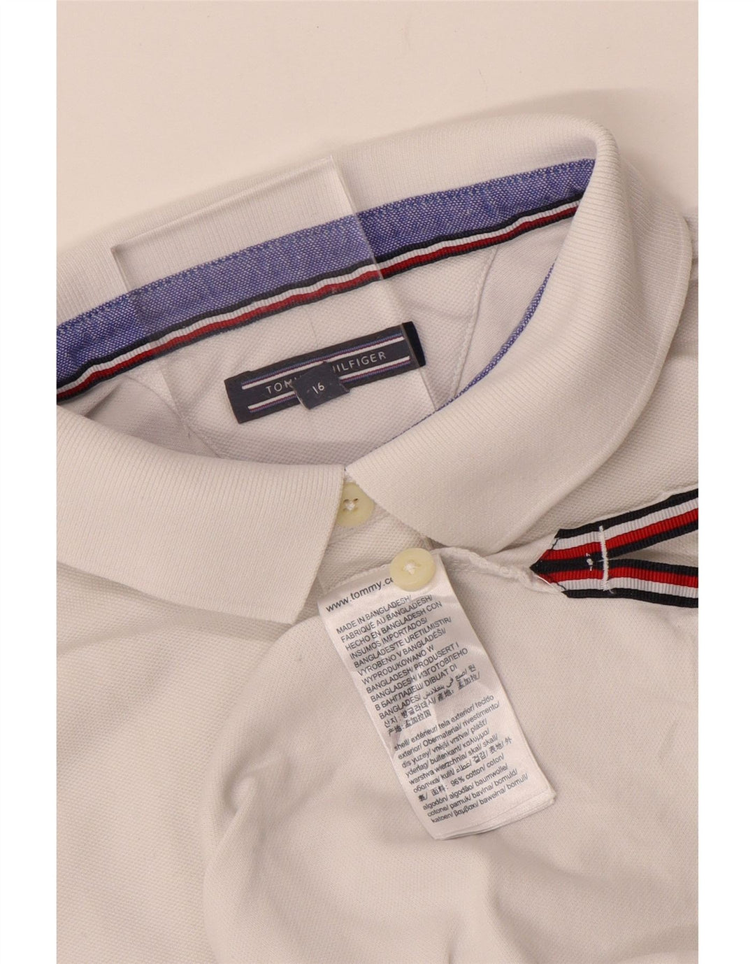 TOMMY HILFIGER Polo Bambino 15-16 Anni Cotone Bianco