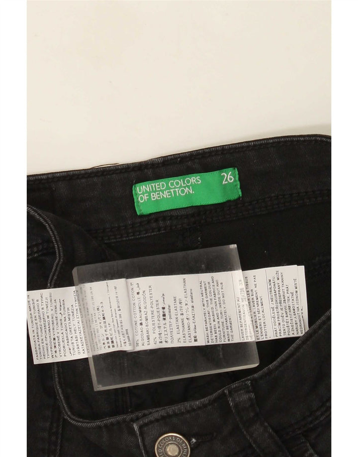 Jeans slim da donna Benetton W26 L29 cotone nero